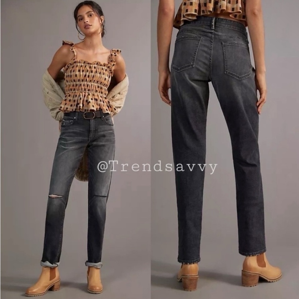 ANTHROPOLOGIE Pilcro Selvedge Low Rise Straight Jeans Black Size 27 NWT